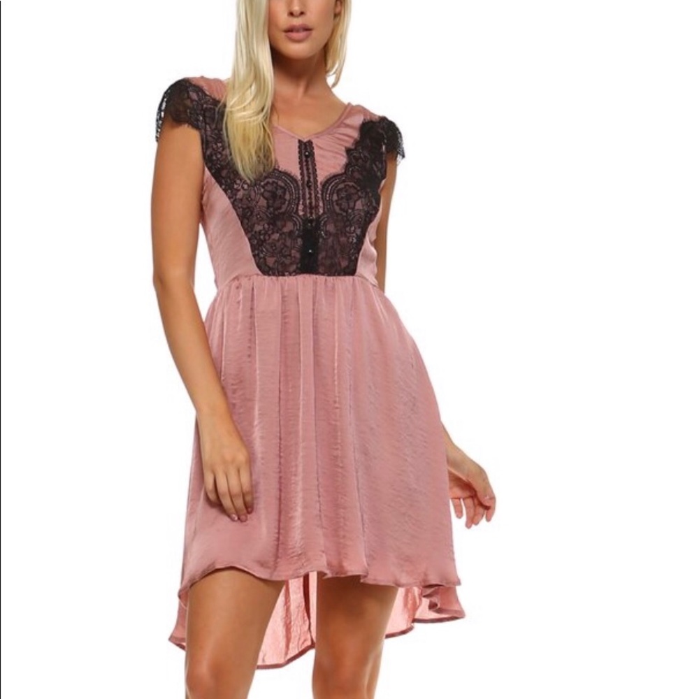 Women's Lace Silk Button Dress